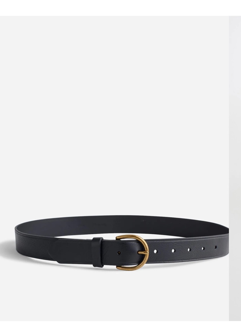 Madewell Black Leather Belt with Brass Oval Buckle size S women